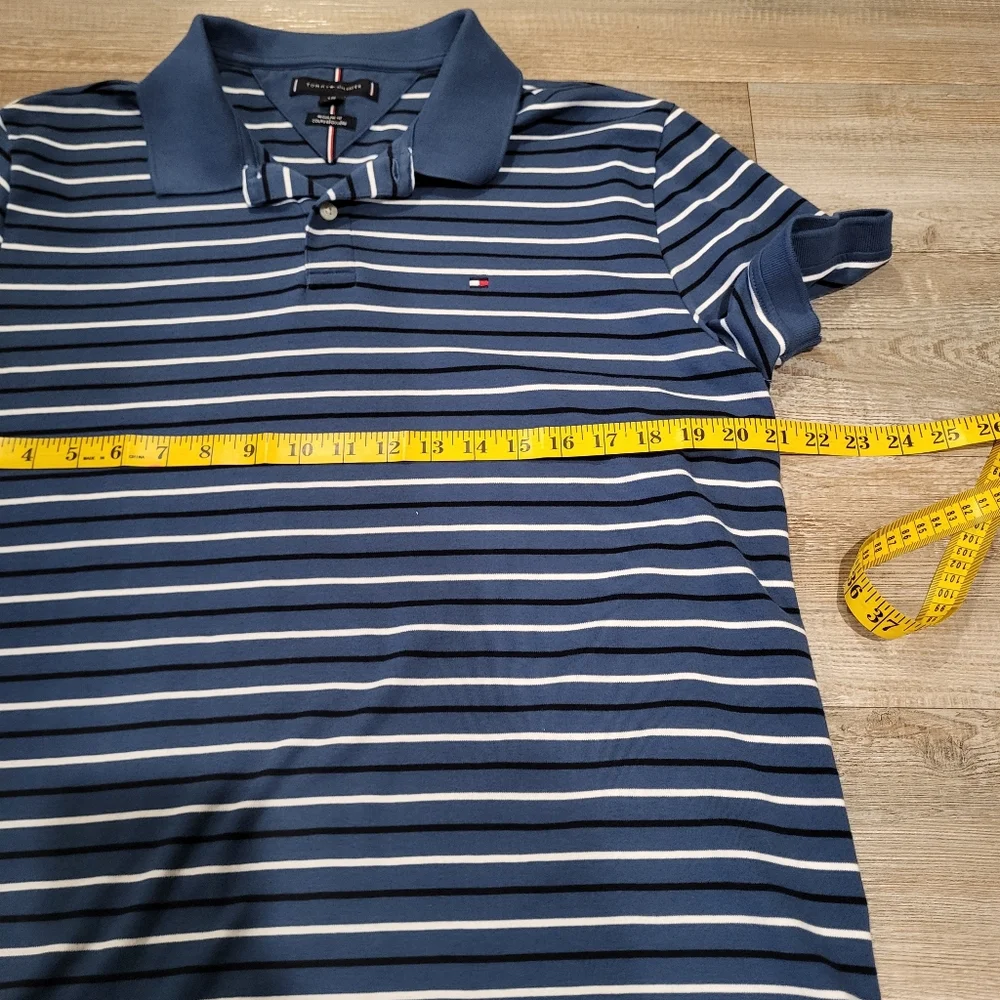 Tommy Hilfiger Polo Knit Mens Size Large Regular Fit Smooth Cotton Striped - Picture 4 of 6